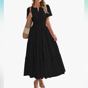 Black cotton Maxi Dress with pockets